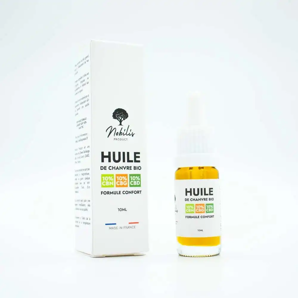 Huile 10% cbd 10% cbg 10% cbn – formule confort – nobilis product – 10ml