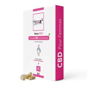 Boîte des Capsules CBD Confort Menstruel – Formule de 60 jours pour soulager les douleurs menstruelles.