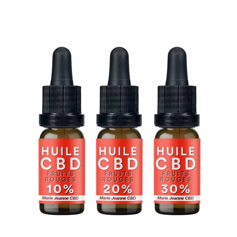 Huile cbd fruits rouges 10%, 20% ou 30% marie jeanne
