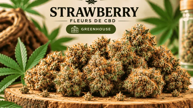 Fleur de CBD Strawberry cultivées en Greenhouse