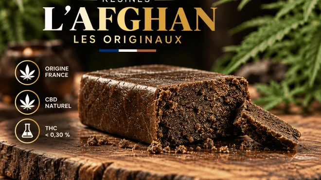 Résine CBD L’Afghan d’origine France avec THC inférieur à 0,30 %